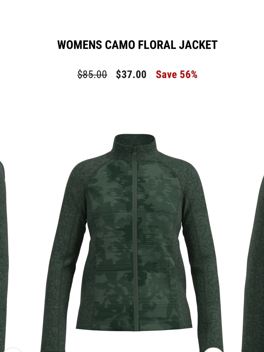 Callaway Golf Womens Camo Floral Jacket - Dark Green Medium